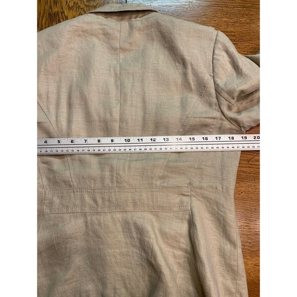 Vintage The Limited Linen Blazer Jacket Medium Career Khaki Epaulettes Peplum - Picture 12 of 14